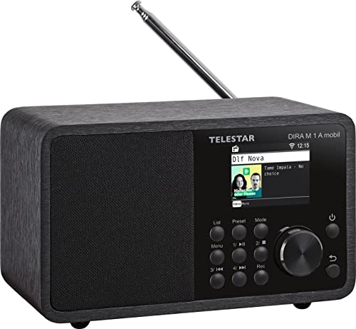 Telestar DIRA M 1 A Batteria Mobile Radio Digitale Radio Internet (DAB+ / DAB/FM/Internet, Batteria agli ioni di litio, WLAN Bluetooth 5.1, Display a Colori, Avviso di Emergenza EWF) Nero
