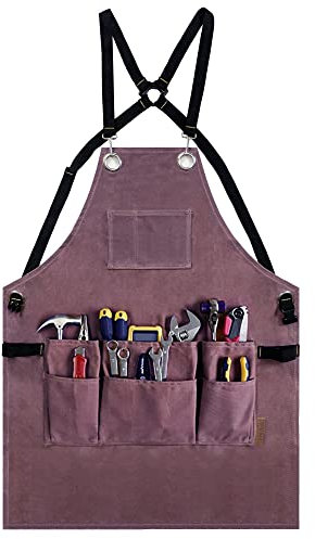 OPTIGRAM Woodworking Apron for Men Canvas Work Shop Aprons Waterproof with Tool Pockets for Woodworkers Carpenters, 1#brown, Regular