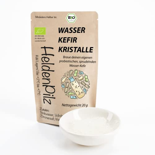 Wasserkefir Starterset- DIY Kefir Kit - Original Kefirpilz im Rundumsorglospaket mit aktiven Japankristallen - WACHSTUMSSTARKE Kefirkultur zum perfekten Start (20 g Kefir)