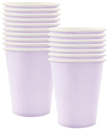 32pcs Light Purple Paper Cups,9oz Disposable Tableware Party Cups Solid Colour Paper Cups Party Drinking Cups for Birthday,Wedding,Picnic, BBQ,Bar,Restaurant and Party Supplies Table Decorations