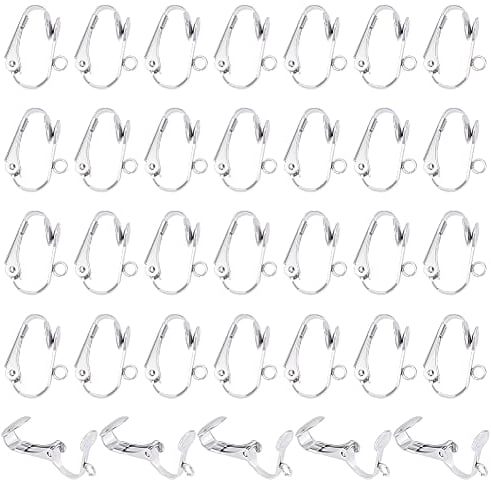 UNICRAFTALE 50 Stk Ohrclips Zubehör Edelstahl Ohrring Konverter Nicht Piercing DIY Ohrring Zubehör Ohrring Haken DIY Ohrclips Ohrring Für Schmuckherstellung 16 mm