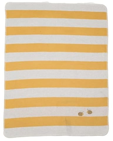 David Fussenegger Babydecke Streifen/Biene inkl. Stick hellgelb, 90x70 cm
