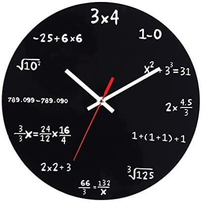 LICHENGTAI Mathematik Wanduhr Hängende Wanduhr Stille Quarz-Mathe-Gleichung Dekorative Uhren, Lustige mathematische Formeln Uhr für Haus Schule Büro, Lehrer Studenten Geschenk