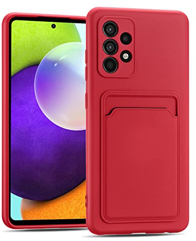 CoolGadget Kartenhülle Handy für Samsung Galaxy A23 5G Card Case, Schutzhülle mit Kartenfach & TPU Stoßschutz und Microfaserfutter, kompatibel mit Samsung Galaxy A23 5G (6,6 Zoll), Rot