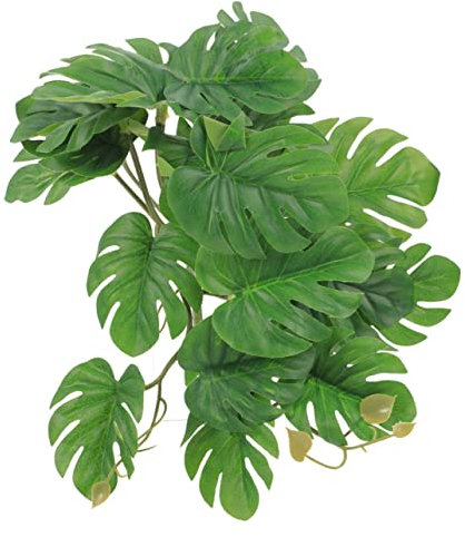 NUSITOU Plantes Artificielles pour Reptiles Branches Flexibles 23 Feuilles Décoration Suspendue pour Aquarium sans Danger pour Les Reptiles