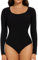Joyshaper Damen Langarm Body U-Ausschnitt Bodysuit Top Stringbody Basic Unterziehbody Longsleeve Shirt für Frauen Schwarz XL