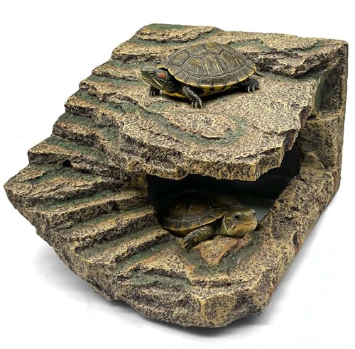 Tfwadmx Große Schildkröten-Sonnenplattform für Schildkröten, Kletterrampe, Aquarium, Zubehör für Reptilienversteck, Ruheterrasse für Bartagamen, Molche, Eidechse (L)