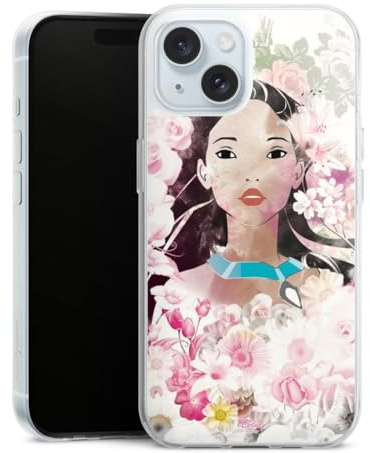 Silikon Hülle kompatibel mit Apple iPhone 15 Case transparent Handyhülle Pocahontas Disney Offizielles Lizenzprodukt