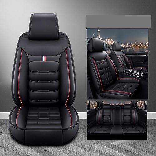 Ganze Auto 1 Satz Leder Sitzbezüge Set Schützen,Für Dacia Jogger Extreme/Logan MCV/Duster Nova wasserdichte Verschleißfest luftdurchlässig Innenraum Accessories,C/Black Red-Standard Version