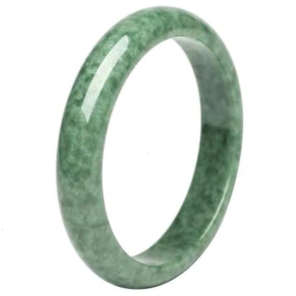 ZOHIKO Bracelet jonc en jade vert naturel - Amulette porte-bonheur sculptée à la main chinoise - 55-64 mm - Cadeau rond, Plastique Plastique Bambou