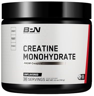 BARE PERFORMANCE NUTRITION, BPN Pure Creatine Monohydrate Powder by Creapure, 5g of Creatine per Serving, Supports Muscle Growth, Unflavored Creatine Powder, 30 Servings