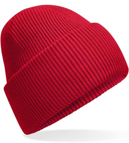 Hatstar Warme Damen Beanie Mütze | Herren Grobstrick Wintermütze | Wollmütze Strickmütze | Unisex für Damen und Herren | Weich und Dick (Rot)