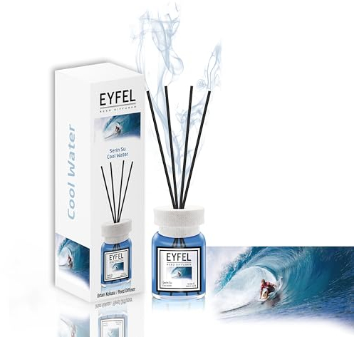 EYFEL Reed Diffusers – Cool Water Reed Diffuser Set, 4.05 fl oz Oil Diffuser Sticks, Bathroom & Home Fragrances, Scented Sticks, Home Décor