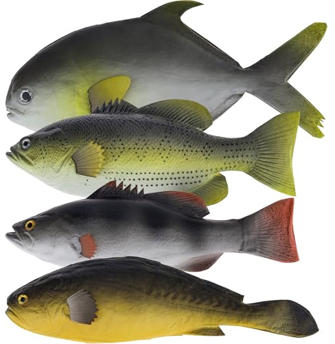 Meiwlong 4 Stück Künstliche Fisch, Kunststoff Schaumstoff Fische Dekoration | Kunststoff & Schaumstoffmaterial, kein verblassen oder verrotten, Heimküche Partei Dekor