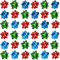 Jonami 100x Geschenkschleifen Selbstklebend Kleine Dekoschleifen - Fertigschleife für Weihnachten, Geburtstag und Hochzeit, Ø 5 cm, Rot Blau und Grün