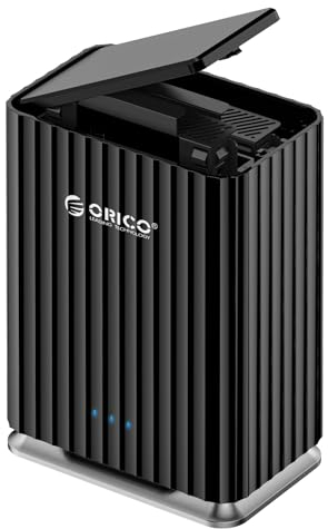 ORICO USB 3.1 Type-C Docking Station per Hard Disk, 2 Bay Custodia con Adattatore 12V/4A, Capacità Max. 44 To per Gestione Dati Personali- 9728C3