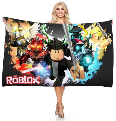 Roblox Strandtuch Roblox Handtuch Kinder, WKxinxuan 148.5*68cm Roblox Badetuch Mikrofaser, Weiches und Schnell Trocknendes Beach Towel, Handtuch eignet sich für Meer, Strand, Camping, Schwimmen, Yoga