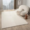 VIMODA Moderner Kurzflor Teppich Wohnzimmer Schlafzimmer Boho Optik Regenbogen Skandinavisch, Farbe:Creme, Maße:200x290 cm