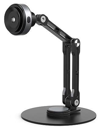 Bydezcon Soporte ajustable para tablet con ventosa, soporte de aluminio para tabletas y teléfonos inteligentes, rotación de 360°, altura ajustable, soporte giratorio con ventosa eléctrica