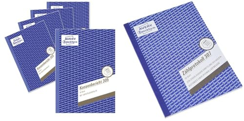 AVERY Zweckform 305-5 Kassenbericht & 307 Zählprotokoll für offene Ladenkassen