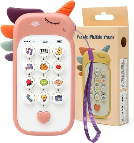 Felly Spielzeug 1 Jahr Babyhandy, Baby Telefon ab 6 9 Monate, Lernspaß Smart Phone mit Liedern Geräuschen Wörter Sätze und Blinkenden Lichtern, Kinder Spielzeug Geschenk 1 Jahr Mädchen Junge(Rosa)