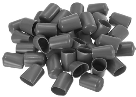 sourcing map 100pcs Rubber End Caps 18mm ID Vinyl PVC Round Tube Bolt Cap Cover Screw Thread Protectors Dark Grey