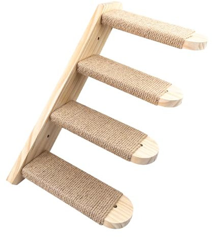 Lectorias Rascador Pared Gatos 4 Escalones, Escalera para Gatos, Estantes de Pared para Gatos, Escalera Gatos, Escalera de Gato con Rascador de Yute para Gatos para Jugar, Rascar(Puede Soportar 20 kg)