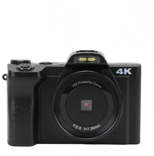 Zunate Digitalkamera, 4K 60FPS, 48MP, 16x Zoom, Anti-Shake, Touchscreen, Kompakt, Unisex, Schwarz