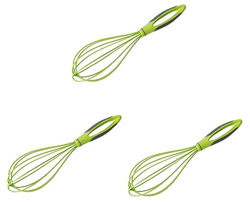 Amosfun 3 Stück 10 Eierschläger von Hand Küchendraht Schneebesen Rührbesen für Handmixer manueller Mixer Mini-Drehwerkzeug küchenmaschiene kochgeschirr Schneebesen aus Silikon Green
