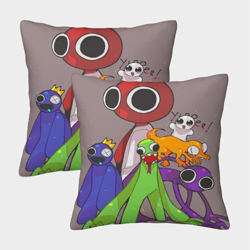 CULPRT 3D Kopfkissenbezug Rainbow Friends 2er-Pack Kissenbezüge Dekorative Weiche Komfort Für Home Decoration 40x40cm