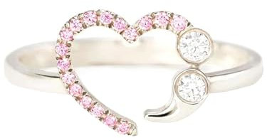 Girls Accessories It's Not Over Semikolon-Ring, Verstellbarer Stapelring, Herz-Semikolon-Ring, inspirierender Ring, „Meine Geschichte ist noch Nicht vorbei“ Semikolon-Ring, Geschenk für Frauen