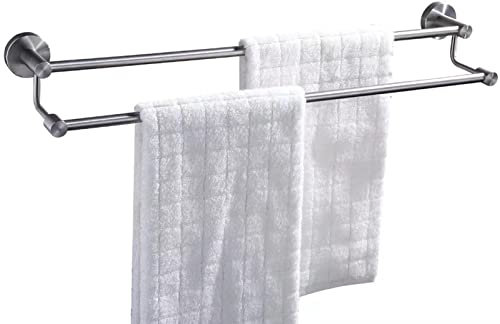 Double porte-serviettes mural en acier inoxydable 100 cm pour salle de bain Argenté