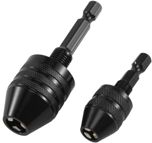 Povxlum 2 StüCk SchlüSsellos Bohr Futter mit Sechskant Schaft, Schraubendreher Konverter Bohr Adapter Schnell Wechseln Bohrer Bits Werkzeug (0,6-8 Mm, 0,3-3,6 Mm)