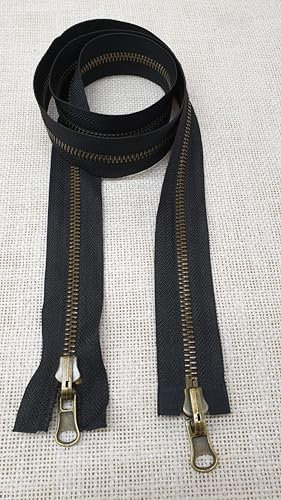 AMANTE NSF Lampo Cerniera divisibile doppio cursore reversibile double face - catena ottone (nero, 70 cm)
