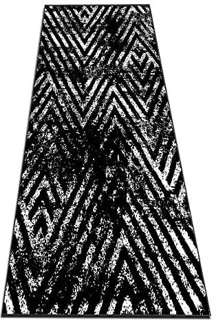 Alfombra de cocina antideslizante en blanco y negro, absorbente, antifatiga, para pasillo, entrada, lavandería, lavable, para cocina y pasillo, 60 x 370 cm