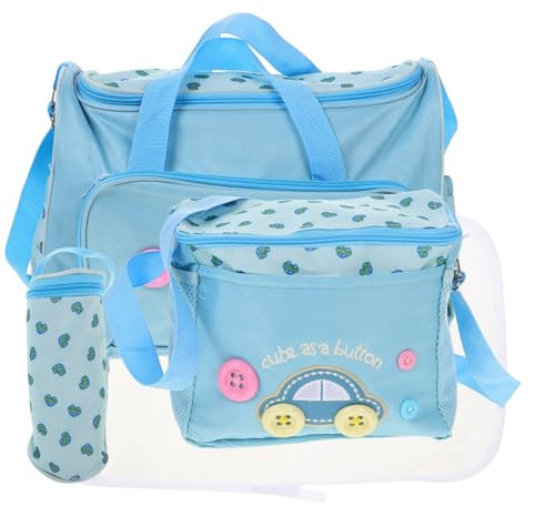 JOINPAYA 4-in-1 Multifunktions Wickeltasche Satz Für Babys Mama Handtasche Oxford Gewebe Himmelblau Mit Wickelunterlage Babyflasche Große Kapazität Reise Organizer