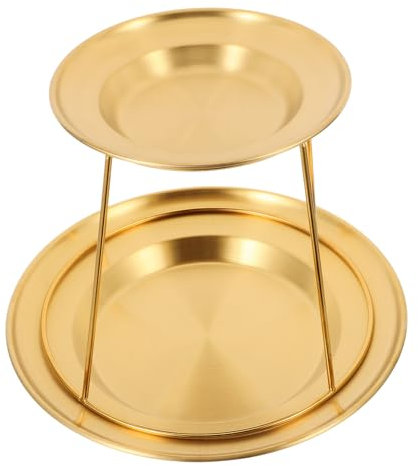 CIYODO Torre De Mariscos De 2 Niveles, Soporte De Acero Inoxidable, Bandeja Para Servir Mariscos, Soporte Para Plato De Ostras Para Buffet, Fiestas Y Eventos, 17cm, 26cm, 1 Ud.