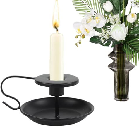 Cangoli di candela - candelaio in ferro battuto nero, supporto per candele per pilastri neri | Porta di candele in ceramica nera in nero, candelabri decorativi per desktop mantello,