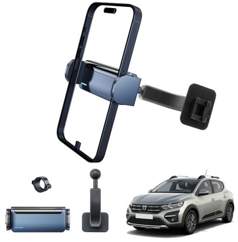 Coleya Soporte Móvil Coche Compatible con Dacia Sandero/Dacia Jogger/Dacia Logan 2021-2025, Soporte para Teléfonos Móviles Eléctricos, Rotación de 360°, Compatible con Todos Smartphones 4-7