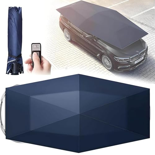 NzEupno Toldo para Coche, Parasol AutomáTico para Techo De Coche, Carpa para Coche con Cochera Desmontable, Toldo Plegable para Coche con ProteccióN Solar Blue-4.2m
