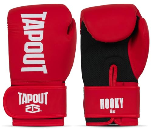 Tapout HOOKY Leatherette Boxing Gloves, Red/White, 10 oz
