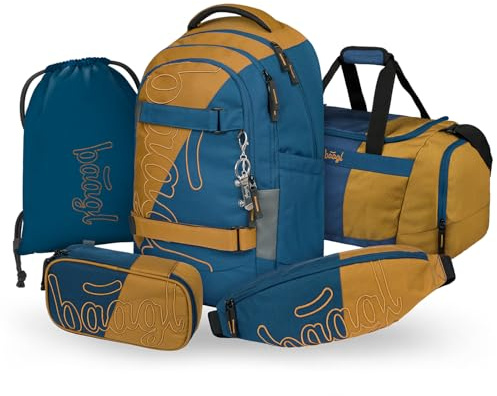 Baagl Schulrucksack Set Jungen Mädchen Teenager 5 Teilig Skate MAX - Duo