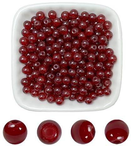 AEVORA 6mm Round Glass Beads for Jewelry Making, 900Pcs Glass Seed Beads for Bracelets, DIY Crafts (Burgundy)