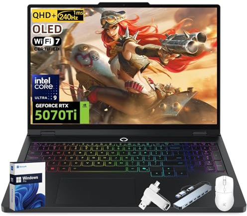 Lenovo Legion Pro 5i Gaming Laptop 2025 New, NVIDIA RTX 5070Ti 12GB GDRR7, 16 2.5K 240Hz 1ms OLED Display, Intel Ultra 9 275HX, 64 GB DDR5 5600MT/s, 2 TB SSD, Wi-Fi 7, Windows 11 Pro, Accessories