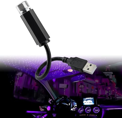 LED Auto Sternenhimmel Decke,LED Auto Decke Starlight,USB Mini Starlight Projection,Innen Atmosphäre Licht,Universell Romantische Galaxie Atmosphäre Lichter für Zuhause,Party,360°-Drehung (BlauLila)