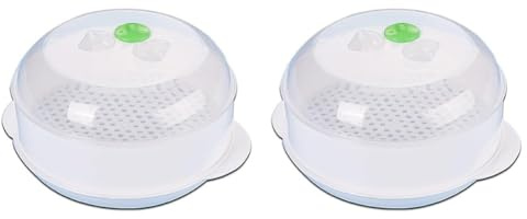 Pentola a vapore per microonde con coperchio trasparente, in plastica per uso alimentare, compatta, 21 x 21 x 12 cm, per una cucina sana, verdure e avanzi, facile da pulire, bianco