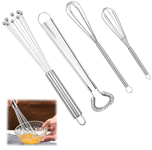Set di 4 mini fruste per frusta, in acciaio inox, facile da pulire, utensili da cucina multifunzionali
