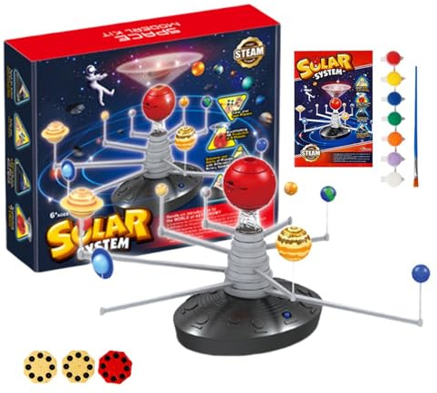 Solarmodell-Set – 31 x 39 x 7,7 cm, Solar im Dunkeln, Weltraumspielzeug mit 8 Planeten | Lerngerät für elektrische 3D-Projektor, Entdeckungsset