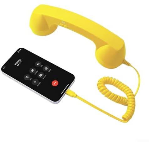 Retro-Telefonhörer Typ-C kabelgebundener Empfänger | Festnetzgriff im Vintage-Stil für Smartphones Laptops | ergonomische Rauschunterdrückung für Videoanrufe | Büro und Zuhause (gelb)