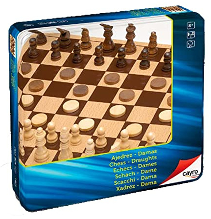 Ajedrez Damas Madera Caja Metal